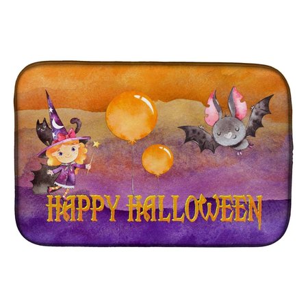 CAROLINES TREASURES Halloween Little Witch & Bat Dish Drying Mat BB7458DDM